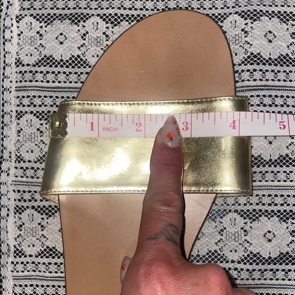J. Crew Metallic Gold Slide Sandals - Picture 8 of 8